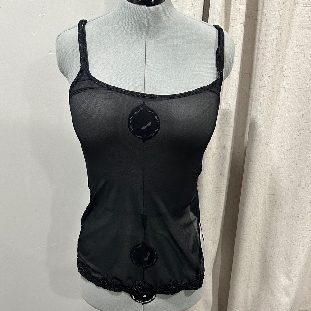 Victoria's Secret lingerie Black Sheer Lace Trim Camisole size S